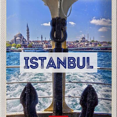 Cartel de chapa de viaje 20x30cm Estambul Turquía ancla mar