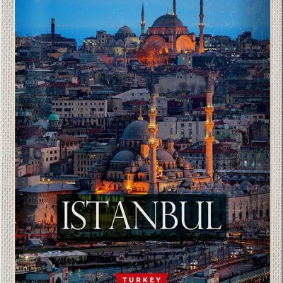 Panneau de voyage en étain, 20x30cm, Istanbul, turquie, photo de la mosquée