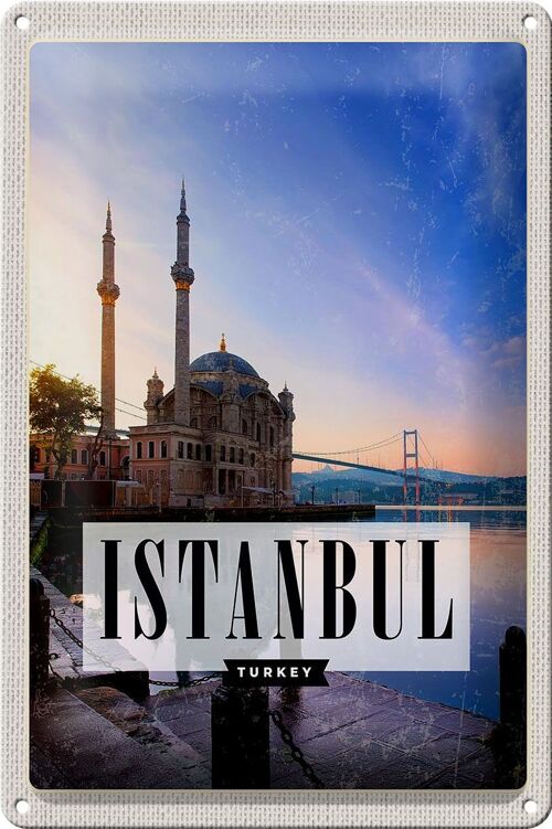 Blechschild Reise 20x30cm Istanbul Turkey Moschee Meer