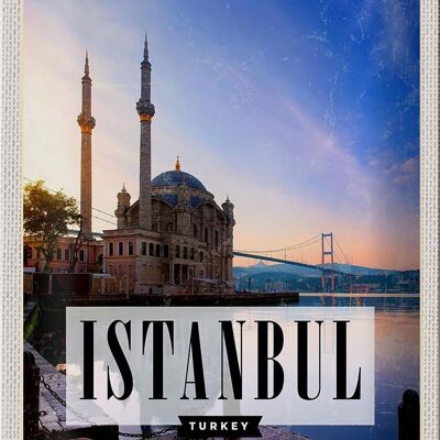 Blechschild Reise 20x30cm Istanbul Turkey Moschee Meer