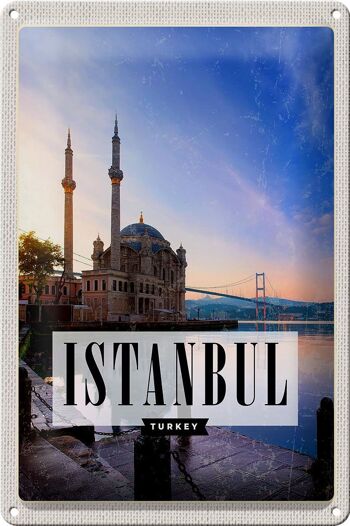 Panneau de voyage en étain, 20x30cm, Istanbul, turquie, mosquée, mer 1