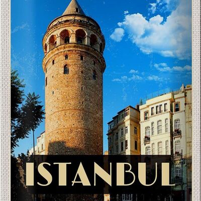 Targa in metallo da viaggio 20x30 cm Retro Istanbul Turchia Torre di Galata