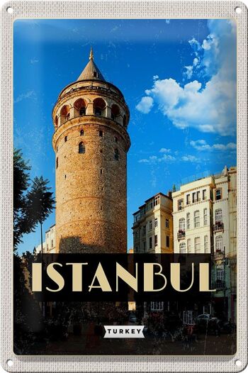Panneau de voyage en étain, 20x30cm, rétro, Istanbul, turquie, tour de Galata 1