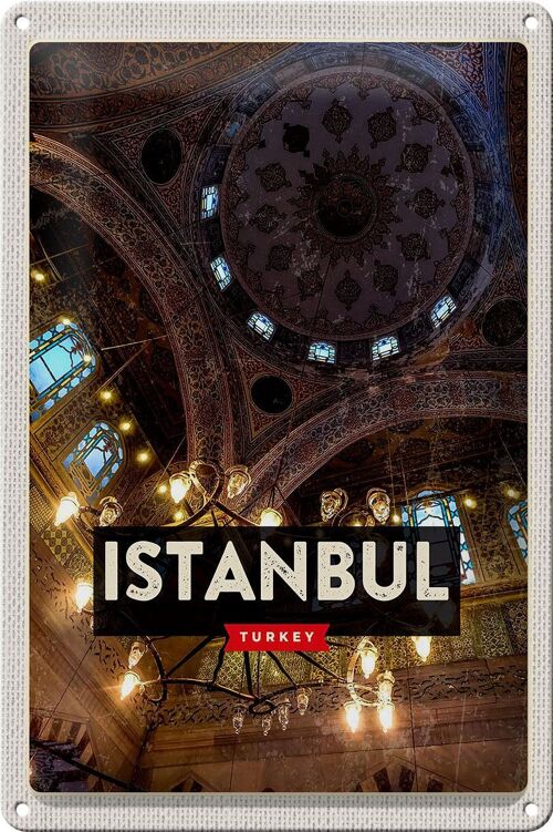 Blechschild Reise 20x30cm Retro Istanbul Turkey Großer Markt