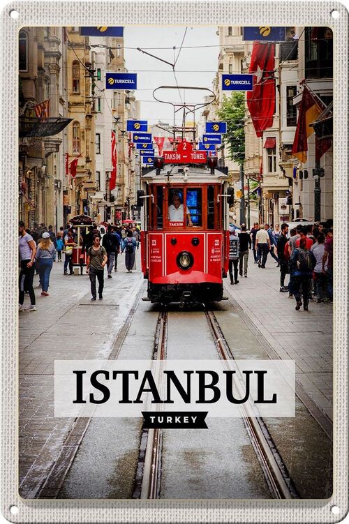Blechschild Reise 20x30cm Istanbul Turkey Straßenbahn Reiseziel