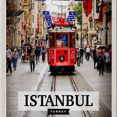Targa in metallo da viaggio 20x30 cm Istanbul Turchia Destinazione di viaggio in tram