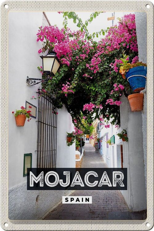 Blechschild Reise 20x30cm Mojacar Spain Spanien Blumen