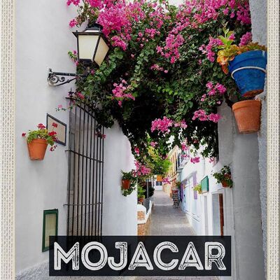 Panneau en étain voyage 20x30cm Mojacar Espagne fleurs d'Espagne