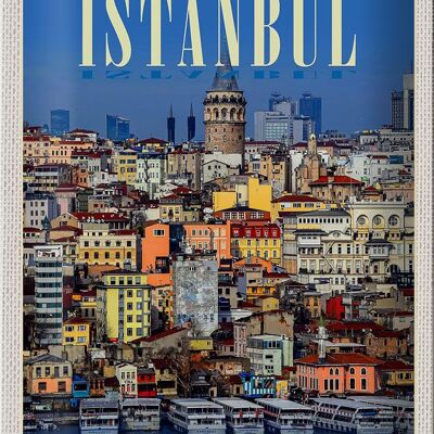 Panneau en étain voyage 20x30cm, Guide de la ville d'istanbul turquie