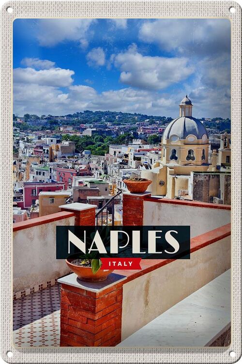 Blechschild Reise 20x30cm Naples Italy Neapel Panorama Himmel