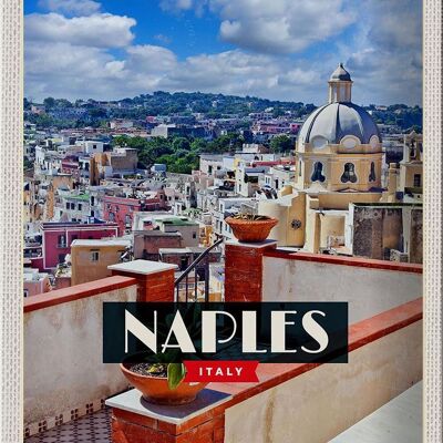 Cartel de chapa Travel 20x30cm Nápoles Italia Nápoles Panorama Cielo