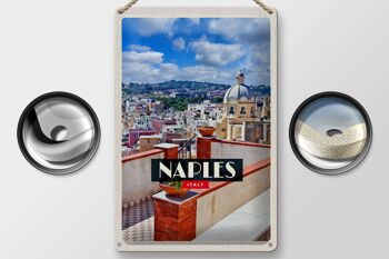 Signe en étain voyage 20x30cm Naples italie Naples Panorama ciel 2