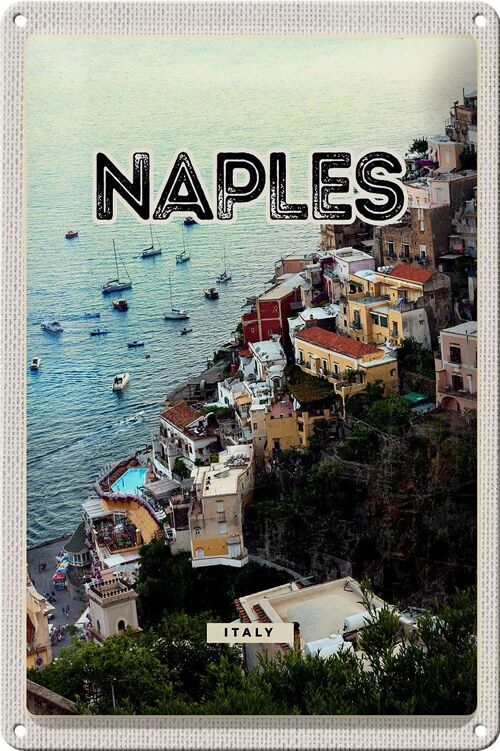 Blechschild Reise 20x30cm Naples Italy Neapel Italien Panorama