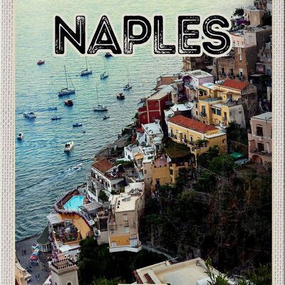 Signe en étain voyage 20x30cm Naples Italie Naples Italie Panorama