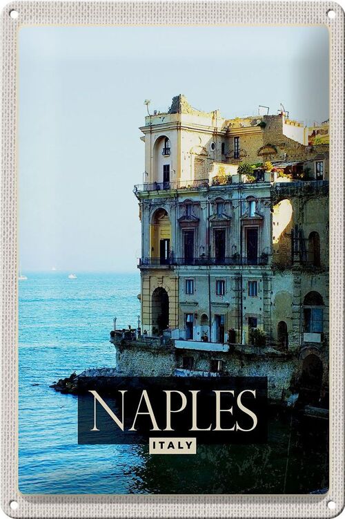 Blechschild Reise 20x30cm Naples Italy Neapel Panorama Meer