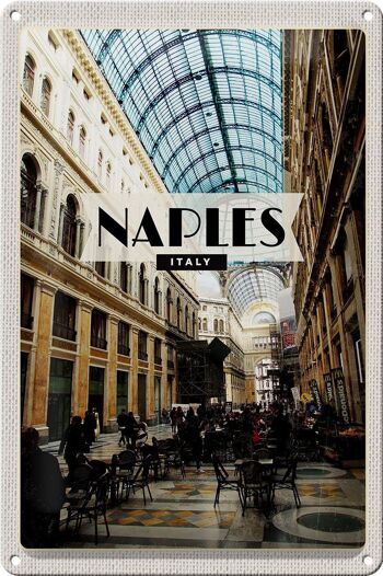 Plaque en étain voyage 20x30cm Naples Italie Naples Galleria 1