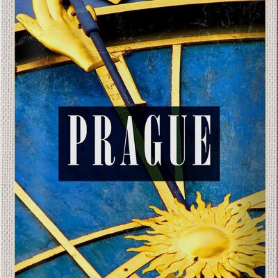 Blechschild Reise 20x30cm Prague Prag astronomische Uhr