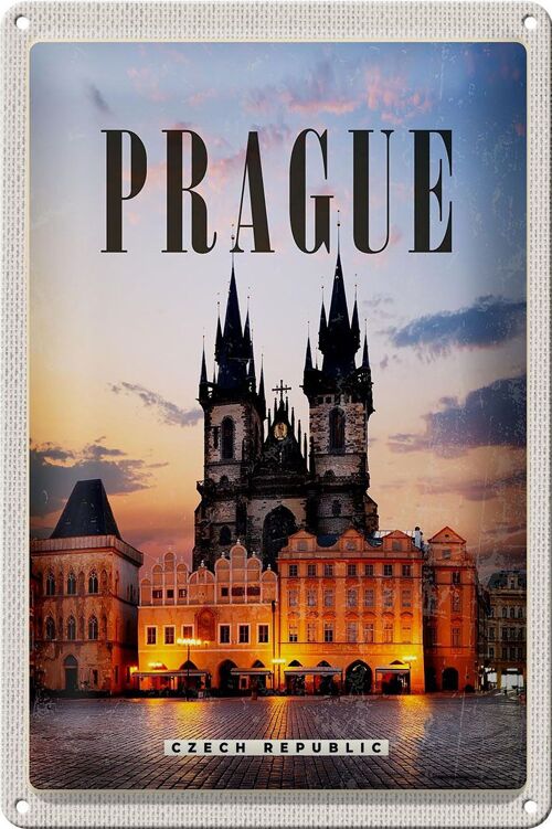 Blechschild Reise 20x30cm Retro Prague Prag Czech Republik