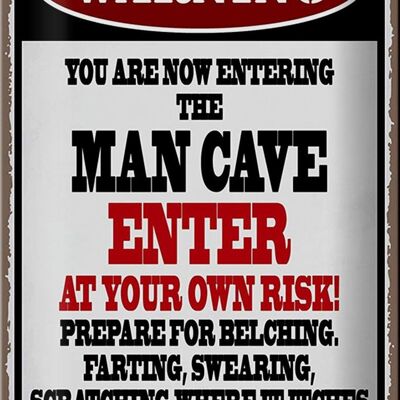 Blechschild Spruch 20x30cm warning man cave enter at your risk