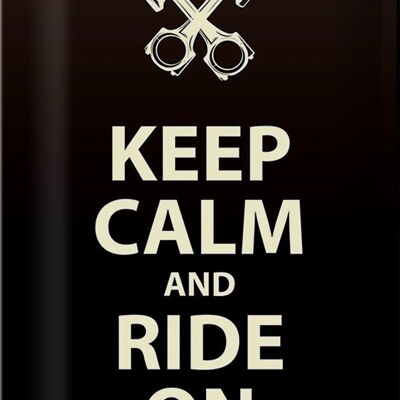 Panneau en étain disant 20x30cm Keep Calm and Ride on