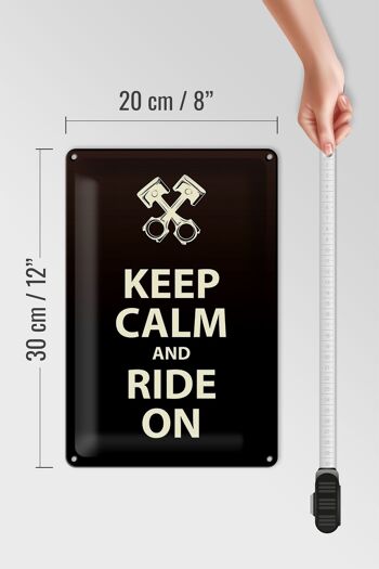 Panneau en étain disant 20x30cm Keep Calm and Ride on 4