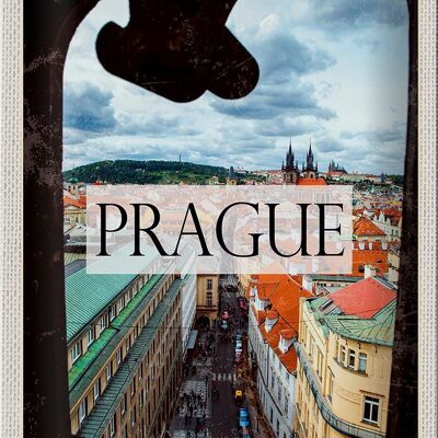 Targa in metallo da viaggio 20x30 cm Praga Città Vecchia Repubblica Ceca