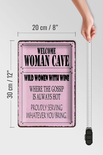 Panneau en étain disant 20x30cm bienvenue femme grotte femmes sauvages vin 4
