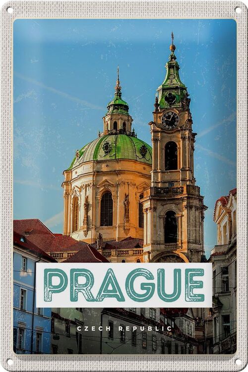 Blechschild Reise 20x30cm Prague St. Nikolaus Kirche Kostel