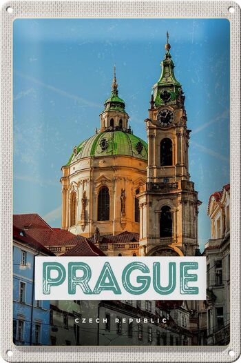 Plaque en tôle Voyage 20x30cm Prague St. Église Saint-Nicolas de Kostel 1