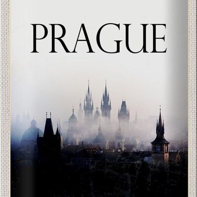 Blechschild Reise 20x30cm Retro Prague Nebel Overview