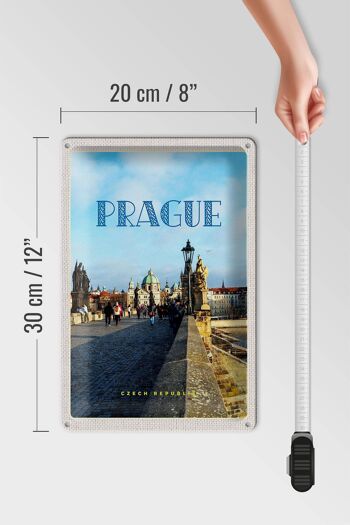 Signe en étain voyage 20x30cm, pont de la vieille ville de Prague, république tchèque 4