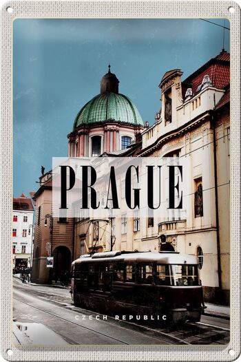 Plaque en tôle voyage 20x30cm Prague Tramway de Prague République tchèque 1