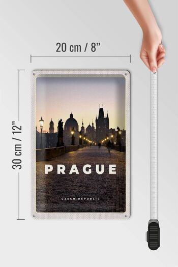Panneau en étain voyage 20x30cm, Prague, république tchèque, coucher de soleil 4