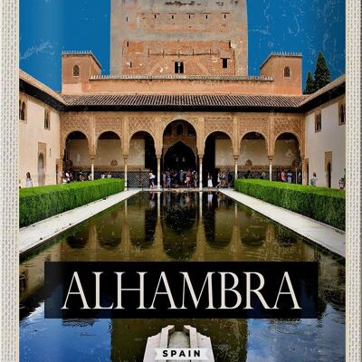 Targa in metallo da viaggio 20x30 cm Retro Alhambra Spagna Spagna