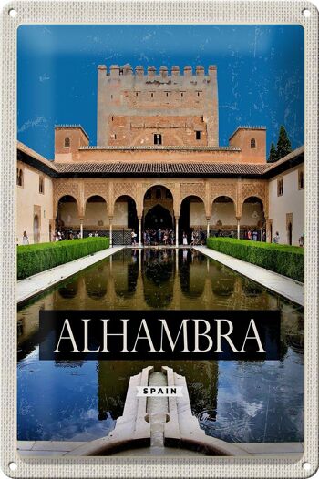 Signe en étain voyage 20x30cm rétro Alhambra espagne espagne 1
