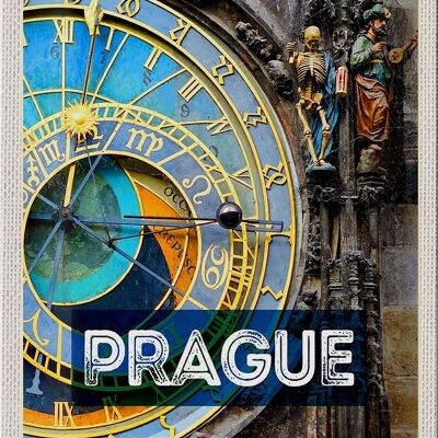 Cartel de chapa viaje 20x30cm Reloj del ayuntamiento de Praga República Checa