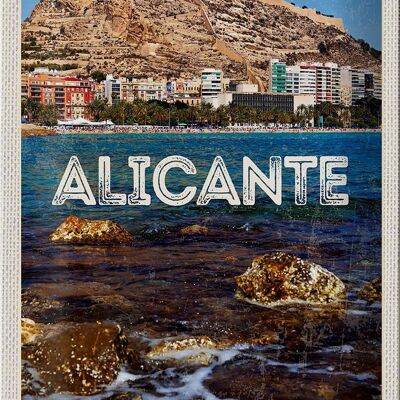 Signe en étain voyage 20x30cm Alicante espagne vacances à la mer