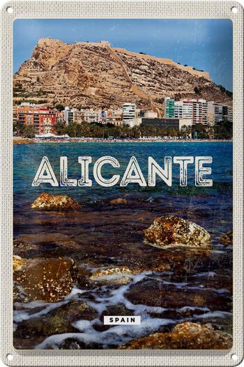 Signe en étain voyage 20x30cm Alicante espagne vacances à la mer 1