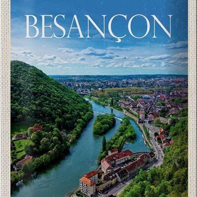 Blechschild Reise 20x30cm Retro Besançon France Panoramablick