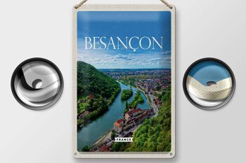 Plaque en tôle voyage 20x30cm rétro Besançon France vue panoramique 2