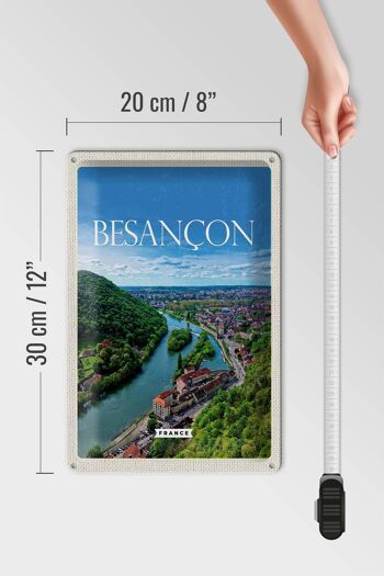 Plaque en tôle voyage 20x30cm rétro Besançon France vue panoramique 4