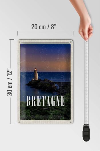 Panneau en étain voyage 20x30cm, rétro, phare de Bretagne, France 4