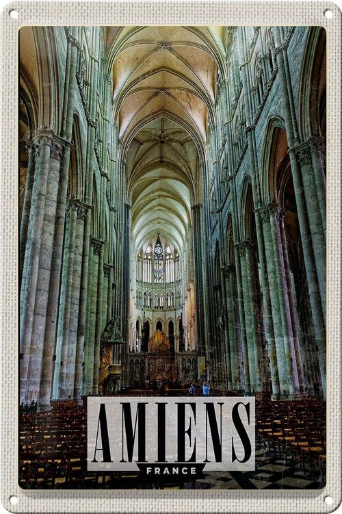 Blechschild Reise 20x30cm Amiens France Kathedrale