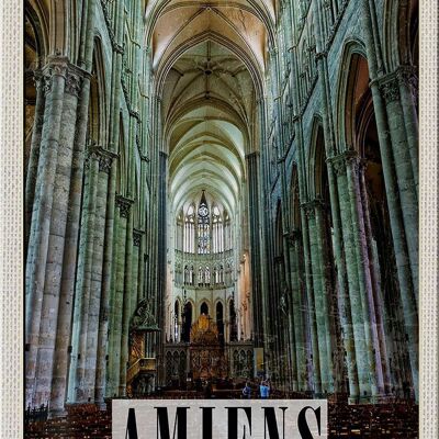 Cartel de chapa de viaje 20x30cm Catedral de Amiens Francia