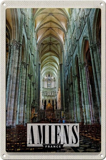 Plaque en tôle voyage 20x30cm Cathédrale d'Amiens France 1