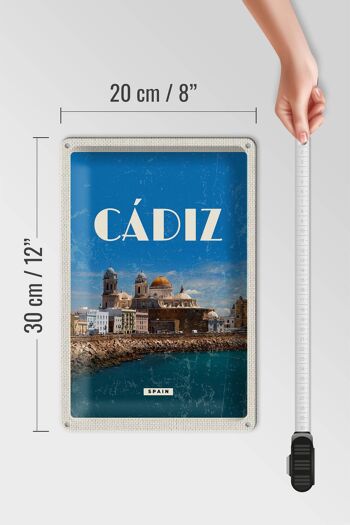 Panneau de voyage rétro en étain, 20x30cm, Cadix, espagne, vieille ville, vacances à la mer 4