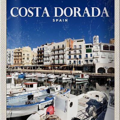 Cartel de chapa de viaje, 20x30cm, abrigos Retro, Dorada, España, vacaciones en el mar