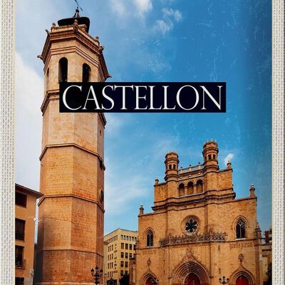 Cartel de chapa de viaje, 20x30cm, Retro, Castellón, España, ciudad costera