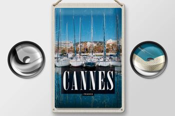 Signe en étain voyage 20x30cm rétro Cannes France yacht de vacances en mer 2