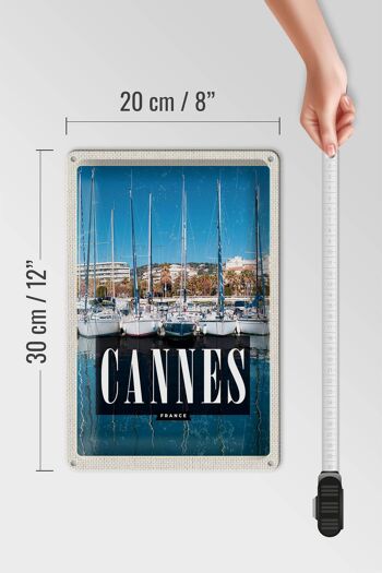 Signe en étain voyage 20x30cm rétro Cannes France yacht de vacances en mer 4